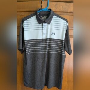 Under Armour Playoff Polo Size L Grey and Blue